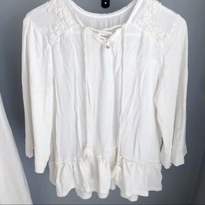 White and Cream Peasant Top